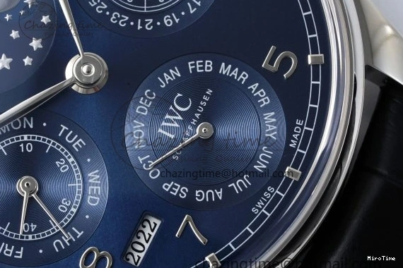 MIROTIME 0522 Bold Portugieser Perpetual Calendar SS 5033 APSF 1:1 Best Edition Blue Dial on Black Leather Strap A52610 Clone 7041